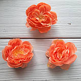 Півонії з тканини жовтогарячий відкритий, діаметр 6 см, фото 2
