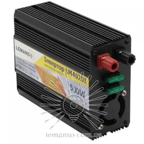 Інвертор чорний корпус Lemanso LM40201 з 12VDC до 230V AC 500 W 600VA модифікована синусоїда