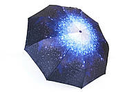 Яскрава жіноча парасолька автомат синій сатин Арт.320-1 Три Слони (54)