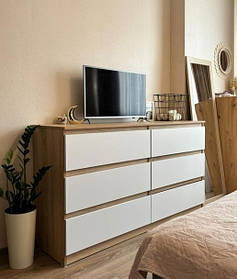Комод Лайт із 6 ящиками Дуб Сонома-Білий 1600*450*900