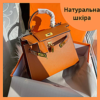 Женская сумка Hermes Kelly натуральная кожа коричневого цвета 25 см