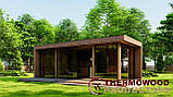 Модульний каркасний будинок 8,0х3,0м з лазнею та санвузлом Sauna House 17 з панорамними вікнами від Thermowood Production, фото 3