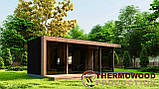 Модульний каркасний будинок 8,0х3,0м з лазнею та санвузлом Sauna House 17 з панорамними вікнами від Thermowood Production, фото 4