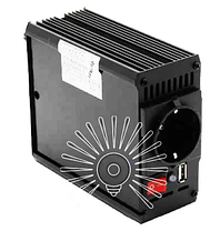 Інвертор чорний корпус Lemanso LM40200 з 12VDC до 230V AC 300 W 360VA модифікована синусоїда, фото 4