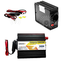 Інвертор чорний корпус Lemanso LM40200 з 12VDC до 230V AC 300 W 360VA модифікована синусоїда, фото 3
