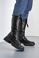 Жіночі черевики шкіряні зимові чорні Marsela 206 високі (38)