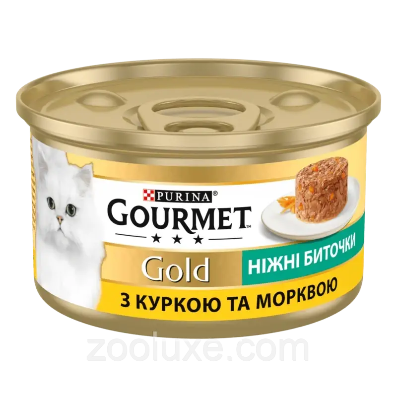 Purina Gourmet Gold Ніжні біточки з куркою і морквою 85 г/Пурина Гурме Голд вологий корм для кішок, фото 1