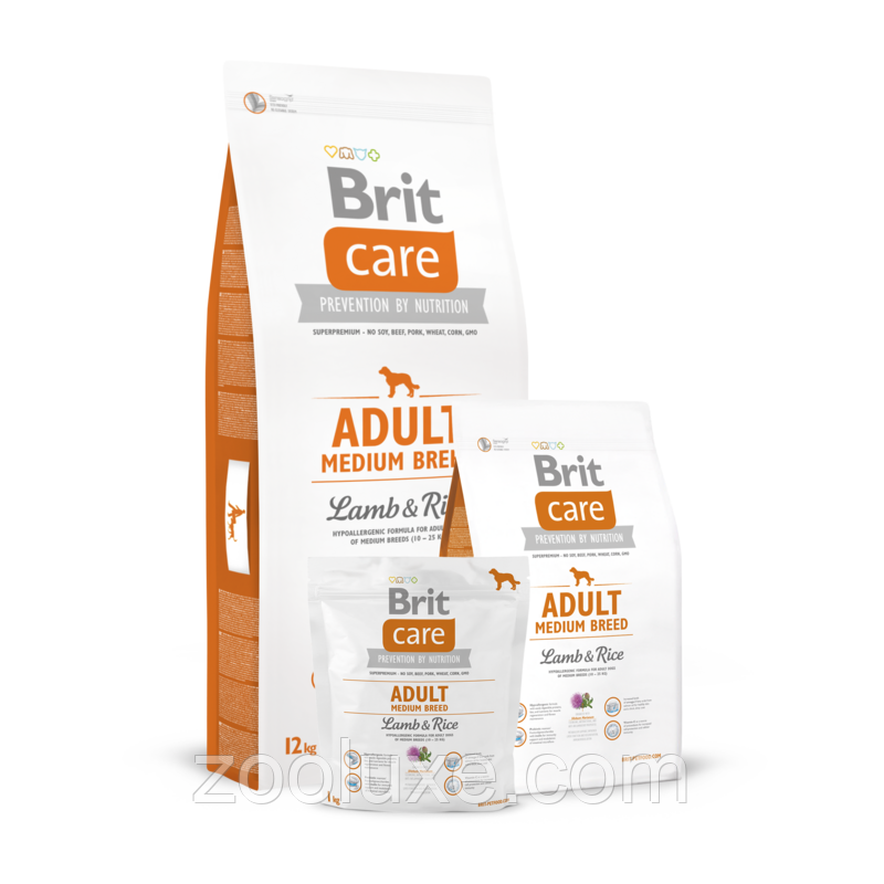 Brit Care Adult Medium Breed Lamb & Rice 12 кг / Брит Кеа Едалт Медіум Ягня й Рис 12 кг — корм для