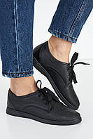 Жіночі туфлі шкіряні літні чорні Ydg 21257/1 перфорація на шнурках (38)