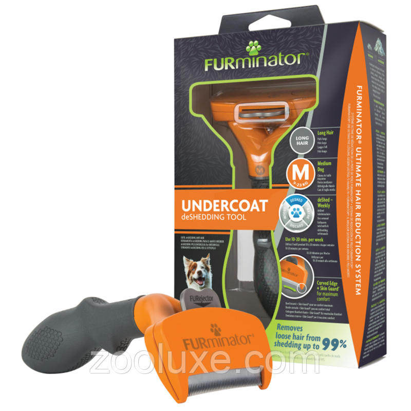 Фурмінатор для довгошерстих собак середніх порід FURminator Long Hair Medium Dog M/розчіпка для шерсті
