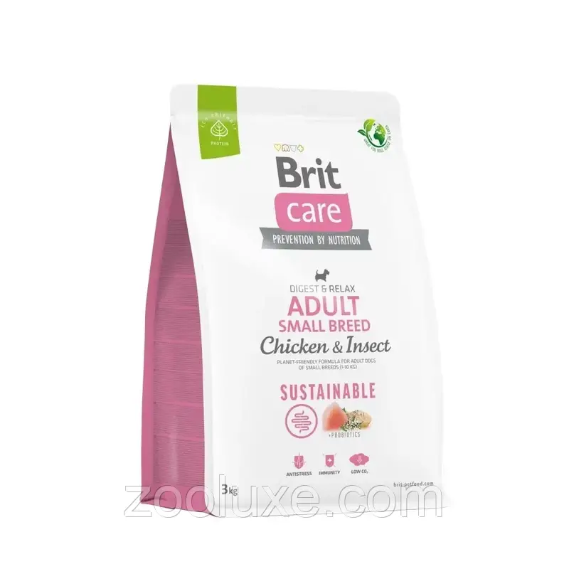 Brit Care Sustainable Adult Small Breed Chicken & Insect 3 кг корм для собак малих порід Брі Каре курка