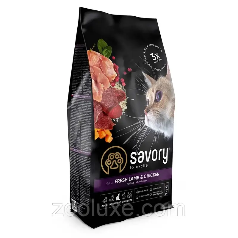 Savory Adult Gourmand Sterilized Fresh Lamb&Turkey 400 г корм для котів Сейворі Стерилайзд Ягня Індинка, фото 1