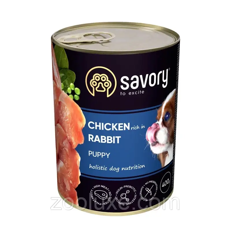 Savory Puppy Chicken Rich in Rabbit 400 г корм для цуценят Сейворі Паппі Курка та Кролик