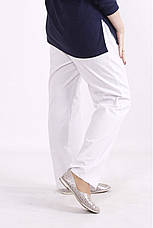 Білі штани великого розміру льон без застібок з кишенями, фото 3