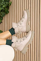 Жіночі черевики шкіряні зимові бежеві OLLI 93 (38)