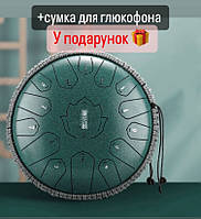 Глюкофон HAPPY DRUM 15 нот зелёный карбоновая сталь, музыкальный инструмент для медитации, язычковый барабан