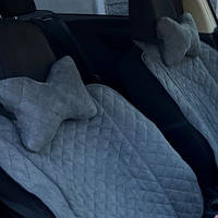 Автомобильные подушки на подголовник из алькантары (Эко-замша) Подушки в салон автомобиля Серые 2 шт (570-2-P)