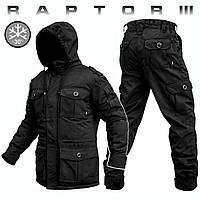 Комплект зимний ВВЗ "RAPTOR-III" BLACK (Мембрана + Синтепон + Флис) 3XL