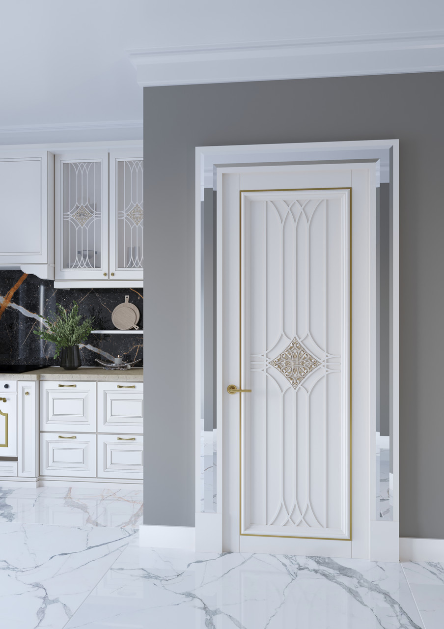 Міжкімнатні двері Casa Verdi Velutto із масиву вільхи з дзеркальною лиштвою