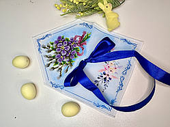 Хустка для букета Котики і фіолетові квіти. Розмір 19 х 27см