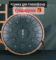 Глюкофон HAPPY DRUM 15 нот зелений матовий карбонова сталь, музичний інструмент, язичковий барабан