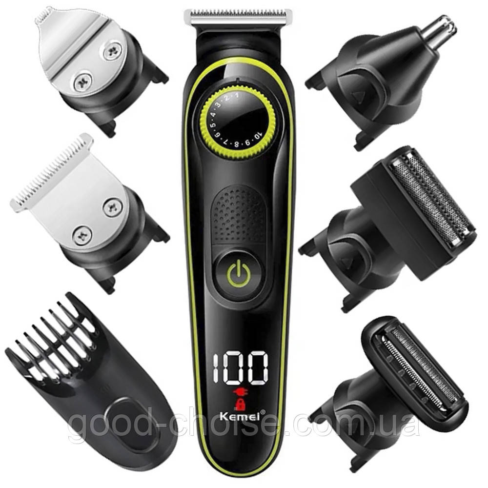 Тример для стрижки від USB + насадки, Kemei Km 696 / Акумуляторна машинка для стрижки / Бездротова бритва, фото 1