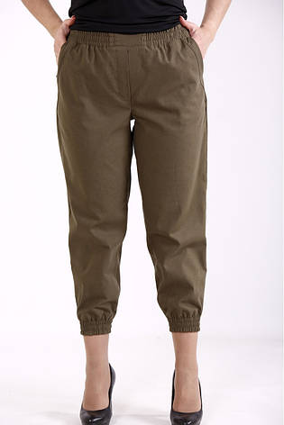 Лляні штани жіночі батал укорочені без застібок з кишенями, фото 2
