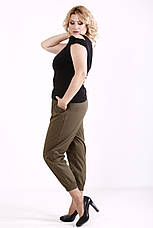 Лляні штани жіночі батал укорочені без застібок з кишенями, фото 3