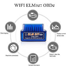 Автомобільний діагностичний сканер бездротовий (Bluetooth) Mini OBD2 ELM327 адаптер (v2.1), фото 6
