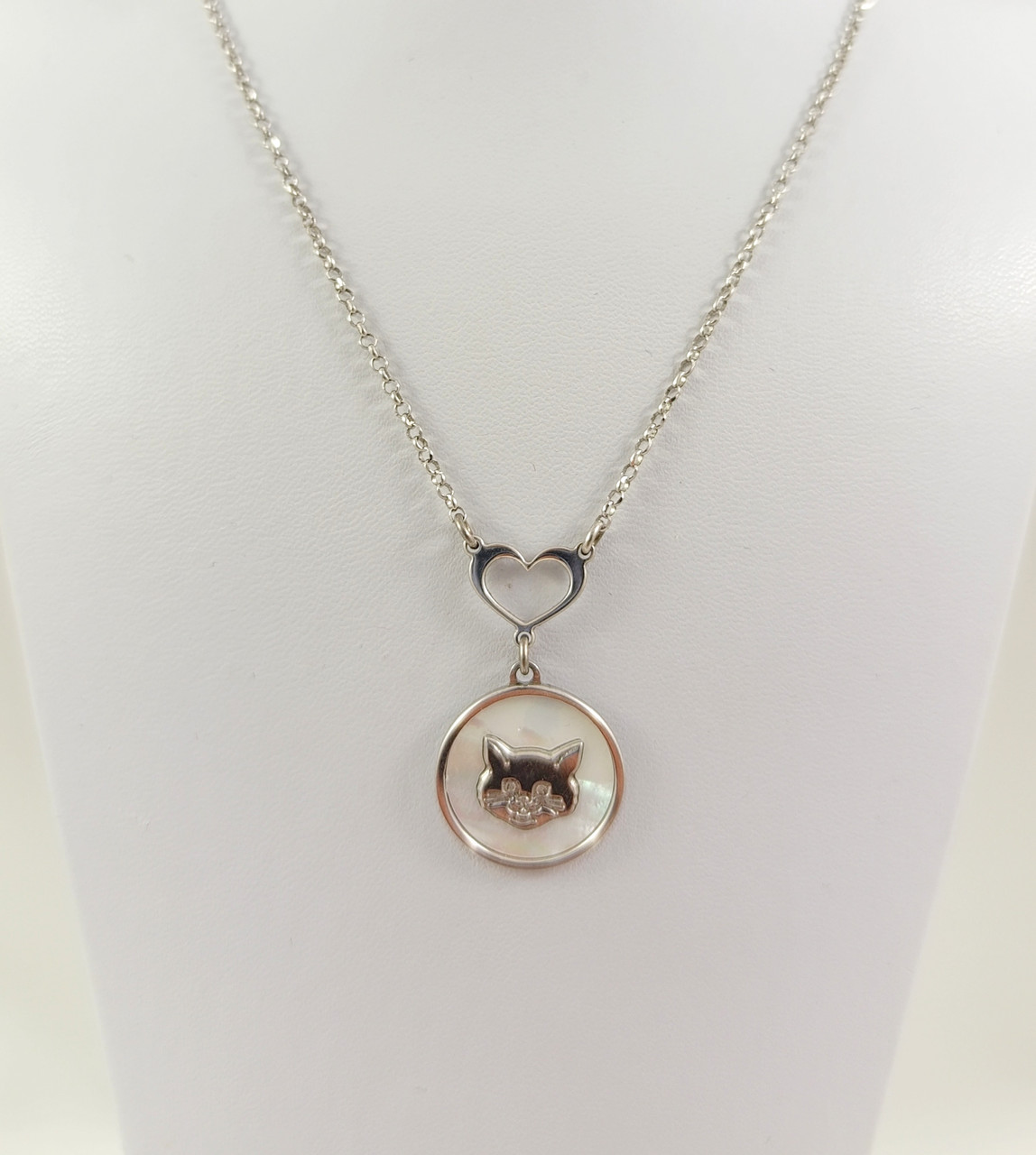 Кольє срібне з перламутром "Котик" 8140, фото 1