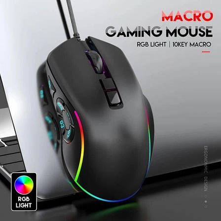 Ігрова миша X9 з RGB-підсвіткою, макросами та DPI до 7200, фото 1