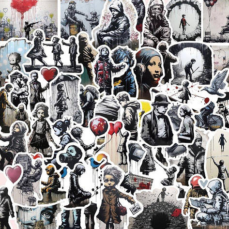 Набір наклейок Banksy 50 шт., стикери самоклейні, фото 1