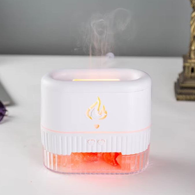 Зволожувач повітря Aroma Diffuser FT-1933 RGB із соляним камінням 250ml White (3_04583)