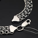 Широкий срібний браслет чоловічий бісмарк подвійний. Браслет на руку срібло 925. Ширина 9 мм. Довжина 24 см, фото 6