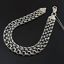 Широкий срібний браслет чоловічий бісмарк подвійний. Браслет на руку срібло 925. Ширина 9 мм. Довжина 24 см, фото 7