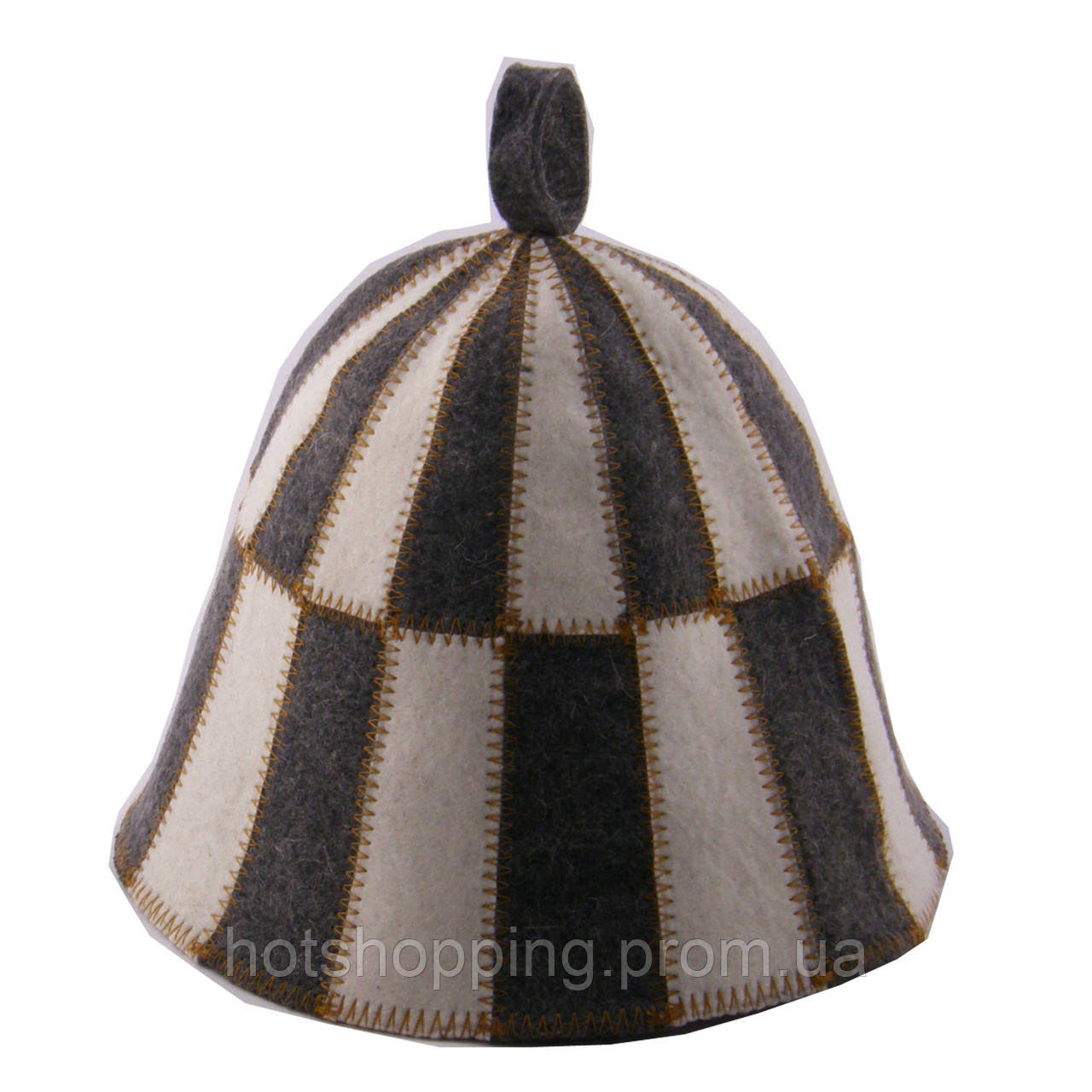 Банна шапка Luxyart "Клітка", натуральна повсть, сірий з білим (LA-060) ht - фото 2 - id-p2145379406