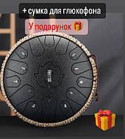 Глюкофон HAPPY DRUM 15 нот чёрный карбоновая сталь, музыкальный инструмент для медитации, язычковый барабан