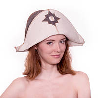 Банна шапка Luxyart "Наполеон комбі", натуральна повсть, біла (LA-069) ht