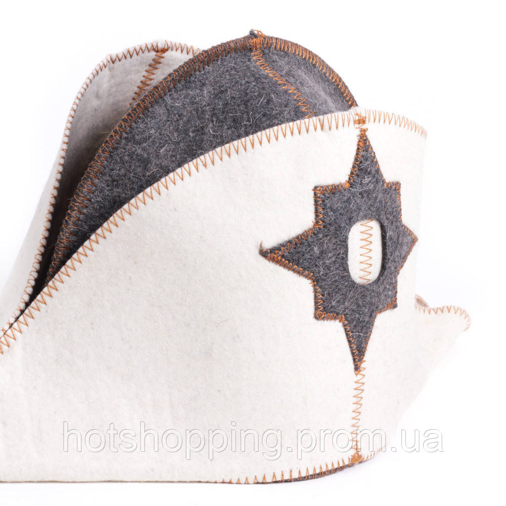 Банная шапка Luxyart" Наполеон комби", натуральный войлок, белый (LA-069) ht - фото 2 - id-p2145379415