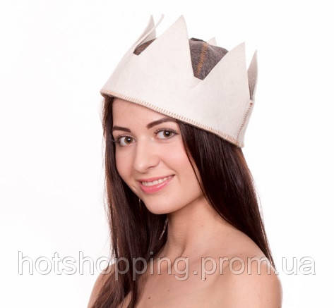 Банная шапка Luxyart "Царь", натуральный войлок, белый с серым (LA-079) ht - фото 1 - id-p2145379425