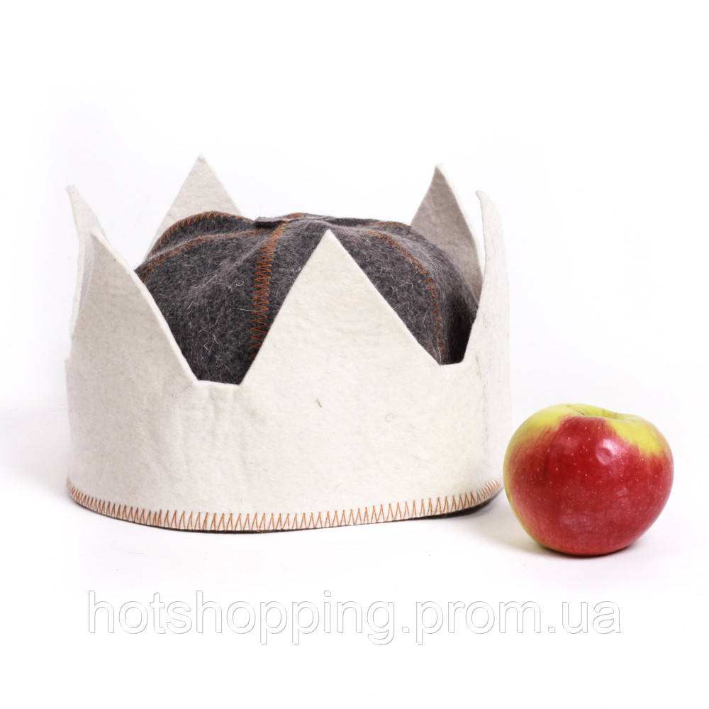 Банная шапка Luxyart "Царь", натуральный войлок, белый с серым (LA-079) ht - фото 2 - id-p2145379425