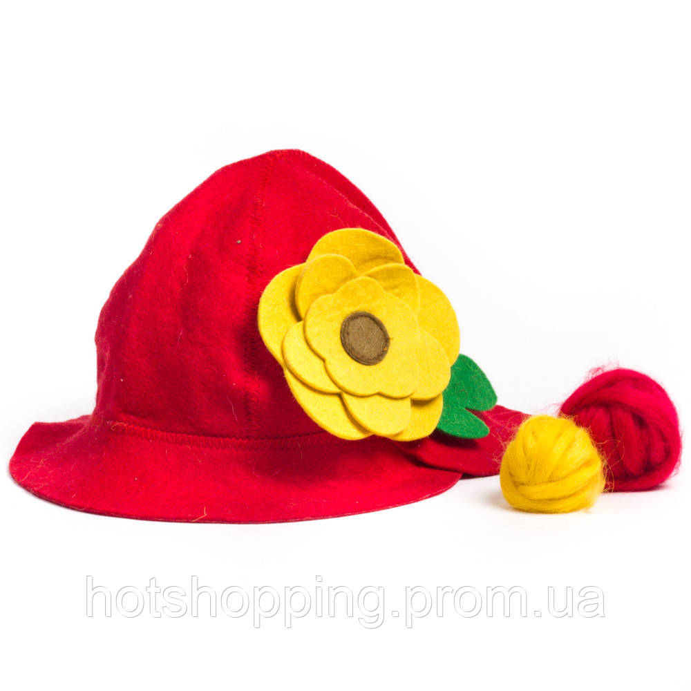 Банная шапка Luxyart "Дюймовочка", натуральный войлок, красный (LA-081) ht - фото 2 - id-p2145379427