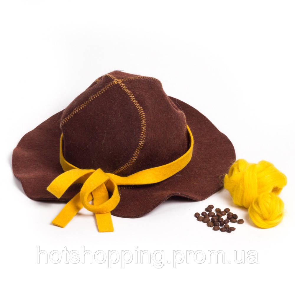 Банная шапка Luxyart "Леди", натуральный войлок, коричневый (LA-083) ht - фото 1 - id-p2145379429