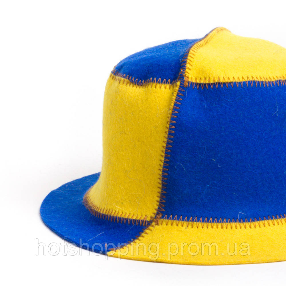 Банная шапка Luxyart "Биколор", натуральный войлок, синий с желтым (LA-086) ht - фото 2 - id-p2145379432