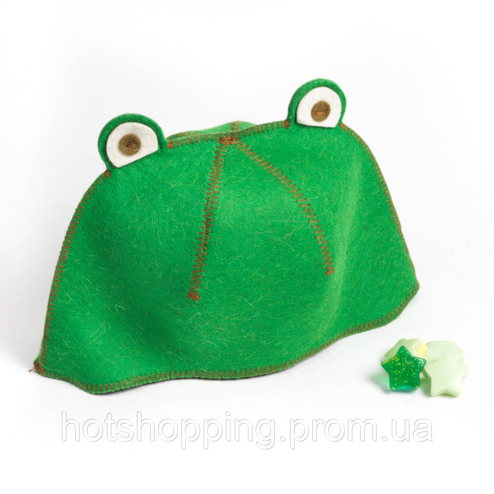 Банная шапка Luxyart "Лягушка", натуральный войлок, зеленый (LA-088) ht - фото 2 - id-p2145379434