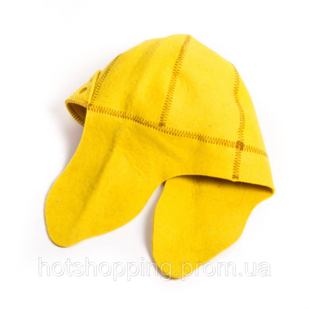 Банная шапка Luxyart "Ушанка женская", натуральный войлок, желтый (LA-089) ht - фото 4 - id-p2145379435
