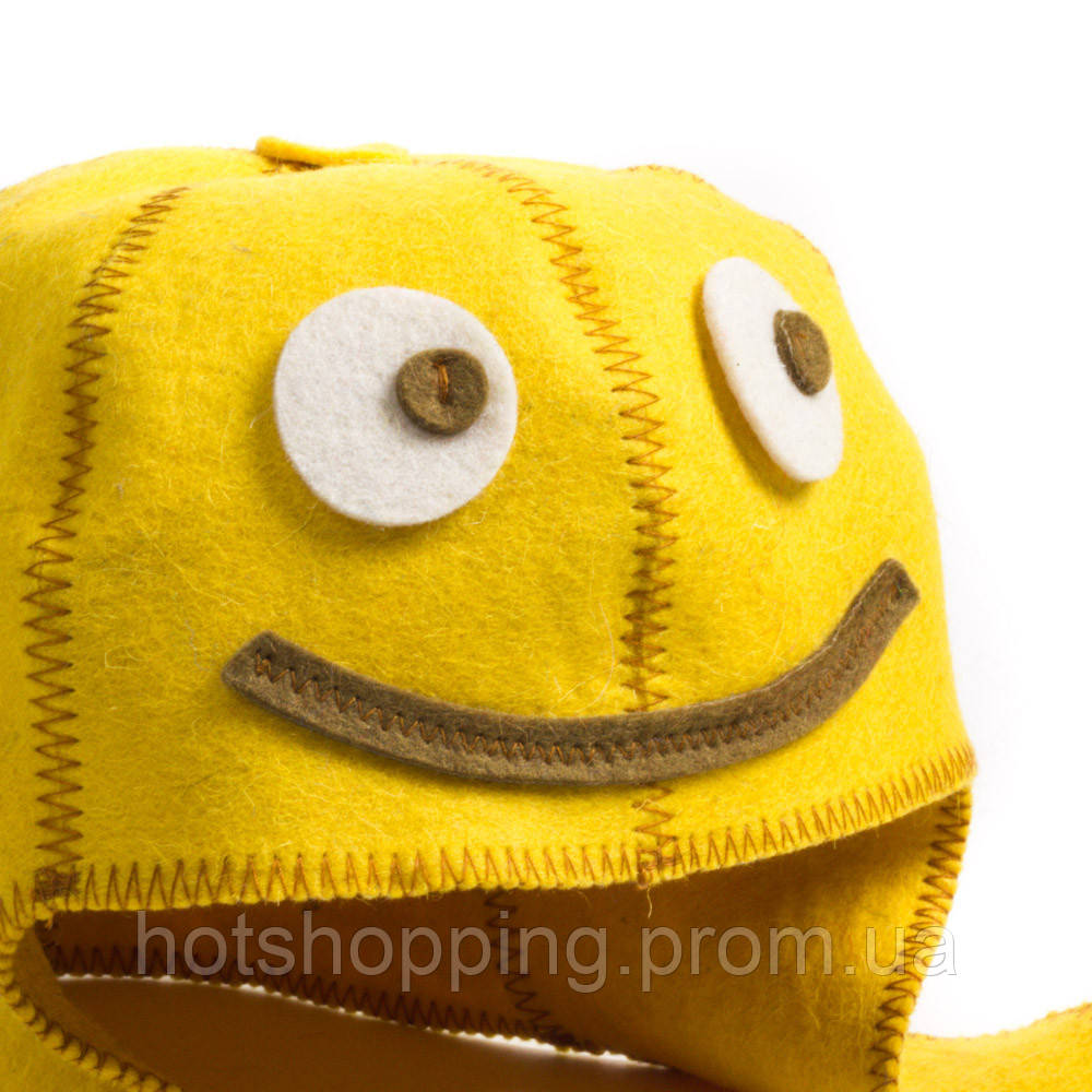 Банная шапка Luxyart "Смайл", натуральный войлок, желтый (LA-095) ht - фото 2 - id-p2145379441