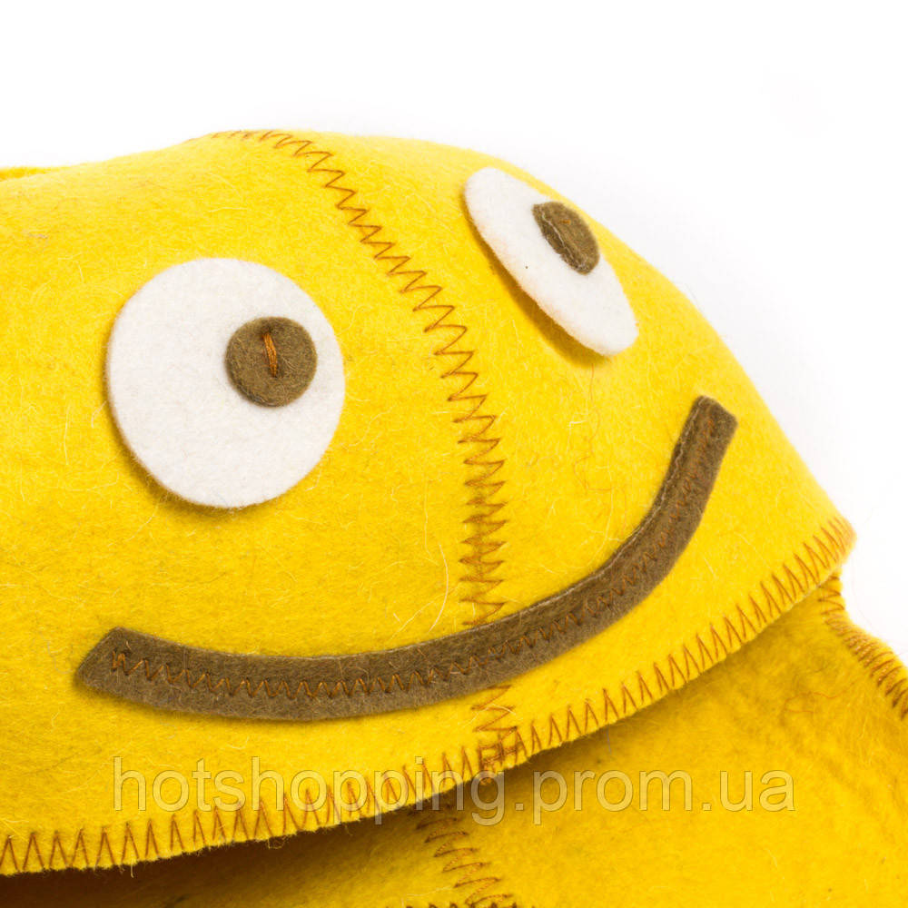 Банная шапка Luxyart "Смайл", натуральный войлок, желтый (LA-095) ht - фото 4 - id-p2145379441