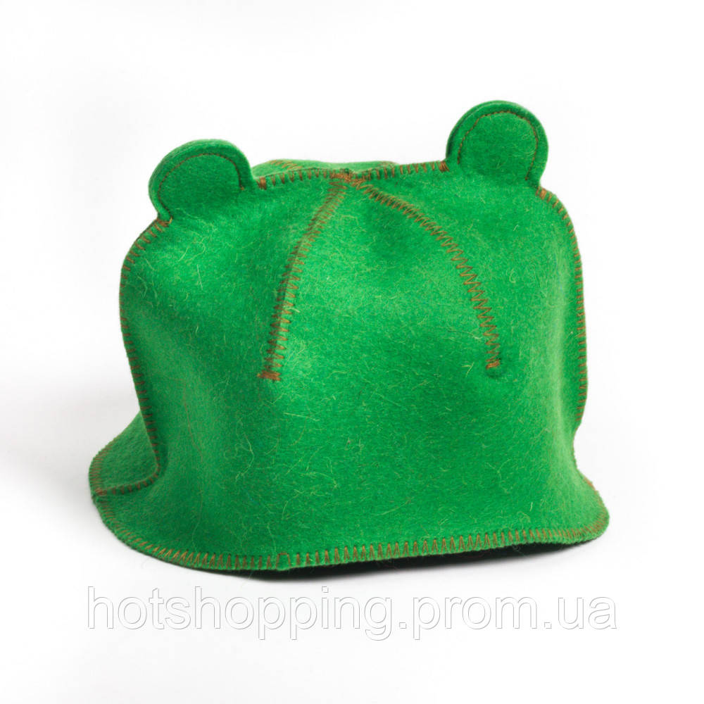 Банная шапка Luxyart "Свинка", натуральный войлок, зеленый (LA-096) ht - фото 3 - id-p2145379442