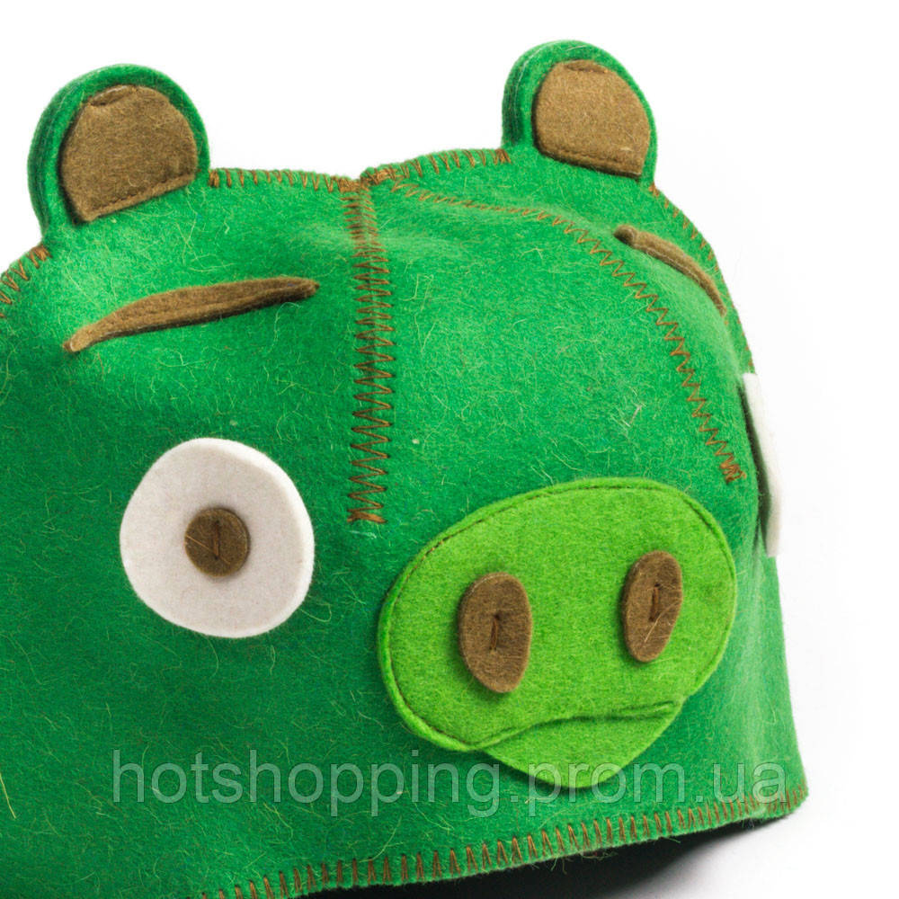 Банная шапка Luxyart "Свинка", натуральный войлок, зеленый (LA-096) ht - фото 4 - id-p2145379442